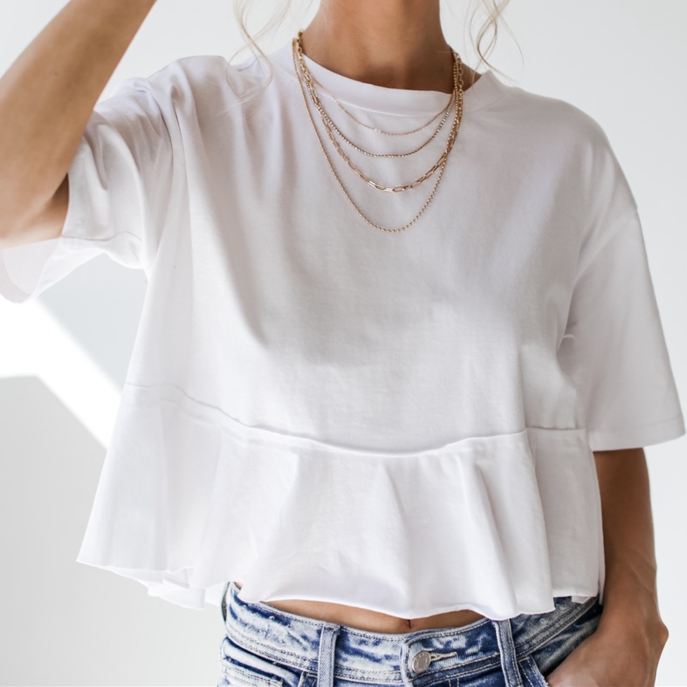 Ray Ruffled Crop Tee